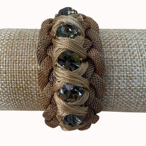 Braided Gold-Tone Magnetic Bracelet With Clear Crystal Accents Banana Republic